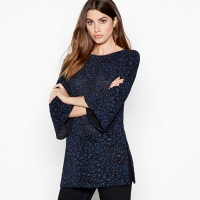 Debenhams  The Collection - Blue leopard print glitter embossed top