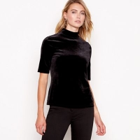 Debenhams  Principles - Black velvet high neck short sleeves top