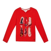 Debenhams  J by Jasper Conran - Girls red sequinned ballet shoe top