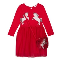 Debenhams  bluezoo - Girls red sequinned unicorn dress and bag