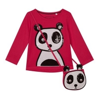 Debenhams  bluezoo - Girls pink sequinned panda top with a bag