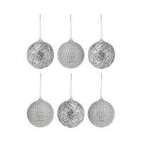 Debenhams  Debenhams - Pack of 6 silver diamante baubles