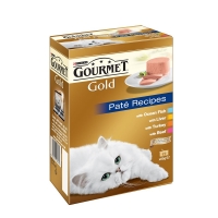 Wilko  Gourmet Gold Cat Food Pate Recipes Fish Liver Turkey and Bee