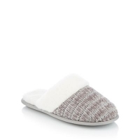 Debenhams  Lounge & Sleep - Grey chenille faux fur cuff mule slippers