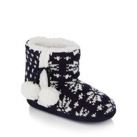 Debenhams  Lounge & Sleep - Navy Fair Isle knitted slipper boots