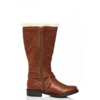 Debenhams  Quiz - Tan faux fur buckle calf length boots