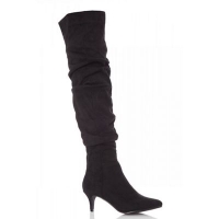 Debenhams  Quiz - Black faux suede kitten heel boots