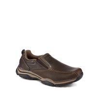 Debenhams  Skechers - Dark brown leather Rovato Ventin slip-on shoes