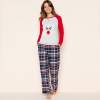 Debenhams  Lounge & Sleep - Red Team Rudolph Check Print Cotton Pyjam