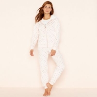 Debenhams  Lounge & Sleep - Pink foil spot print fleece pyjama set