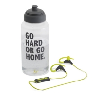 RobertDyas  KitSound Sports Race Headphones and Water Bottle - Green/Bla