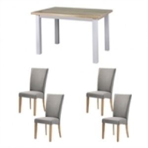 Harlow Dining Table and 4 Chairs - Oak and Grey