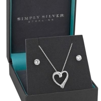 Debenhams  Simply Silver - Sterling silver cubic zirconia heart jewelle