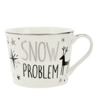 Debenhams  Home Collection - White reindeer print Snow Problem mug