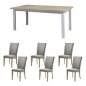 Homebase  Harlow Dining Table and 6 Chairs - Oak and Grey