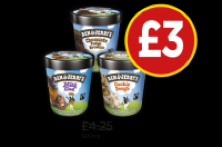 Ben & Jerrys Ice Cream Phish Food, Cookie Dough, Chocolate  £1.69