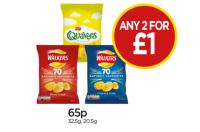 Budgens  Quavers Cheese, Walkers Ready Salted Crisps, Cheese & Onion 
