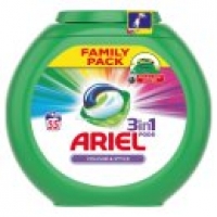 Asda Ariel 3in1 Pods Colour & Style Washing Liquid Capsules 55 Washes
