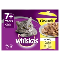Wilko  Whiskas 7+ Cat Pouches Casserole Poultry in Jelly Selection 