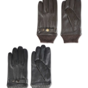 Avenue Mens Rib Cuff Leather Gloves