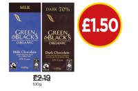 Budgens  Green & Blacks Organic Milk Chocolate, Dark Chocolate
