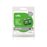 Wilko  Wilko HP 21/22 Black and Colour Inkjet Cartridge Twin Pack