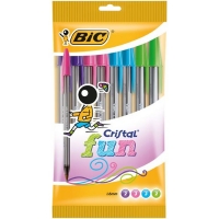 Wilko  Bic Cristal Fun Ballpoint Pens Assorted Colours 10pk