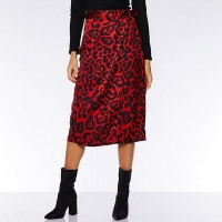 Debenhams  Quiz - Red and black leopard print wrap skirt