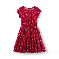 Debenhams  Lands End - Red girls party dress in printed cotton sateen