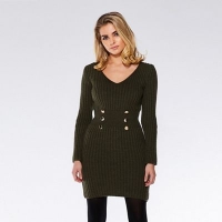 Debenhams  Quiz - Khaki knit button detail jumper dress