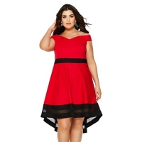 Debenhams  Quiz - Curve Red And Black Bardot Dress