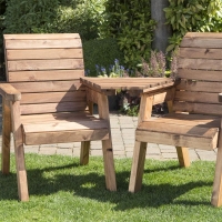 QDStores  2 Seat Tete-a-tete Scandinavian Redwood Garden Furniture Pre