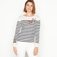 Debenhams  Maine New England - Ivory stripe and floral embroidered soft