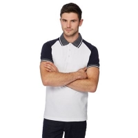 Debenhams  Jacamo - White contrast sleeve cotton polo shirt