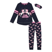 Debenhams  bluezoo - Girls navy unicorn print pyjama set