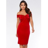 Debenhams  Quiz - Red velvet knot front bardot dress