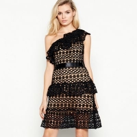 Debenhams  Vila - Black lace Vicory knee length one shoulder dress