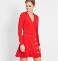 Debenhams  Miss Selfridge - Red rib button fit and flare mini dress