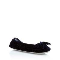 Debenhams  Totes - Navy sparkle bow velvet ballet slippers