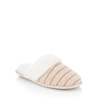 Debenhams  Lounge & Sleep - Pink chenille faux fur cuff mule slippers