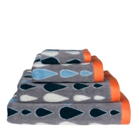 Debenhams  Donna Wilson - Grey rain drops print cotton towel