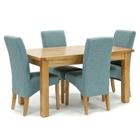 Debenhams  Willis & Gambier - Oak Normandy fixed-top table and 4 blue