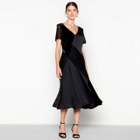 Debenhams  RJR.John Rocha - Black patchwork lace velvet midi dress