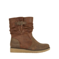 Debenhams  Evans - Extra wide fit brown ruched calf ankle boots