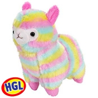 HomeBargains  Rainbow Coloured Llama Plush Teddy 30cm