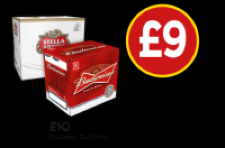 Budweiser, Stella Artois £10.00
