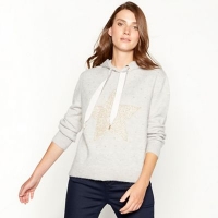 Debenhams  Principles - Pale grey star embellished acrylic blend hoodie
