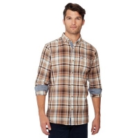 Debenhams  Mantaray - Brown check print long sleeve shirt