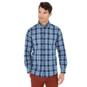 Maine New England - Navy Scottish check print cotton long sl