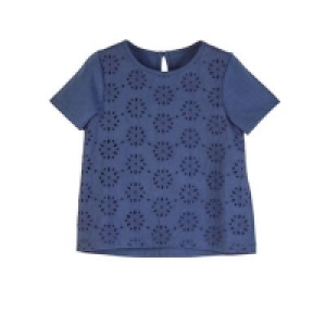 Outfit Kids - Girls navy broderie mix t-shirt &pound;3.00
